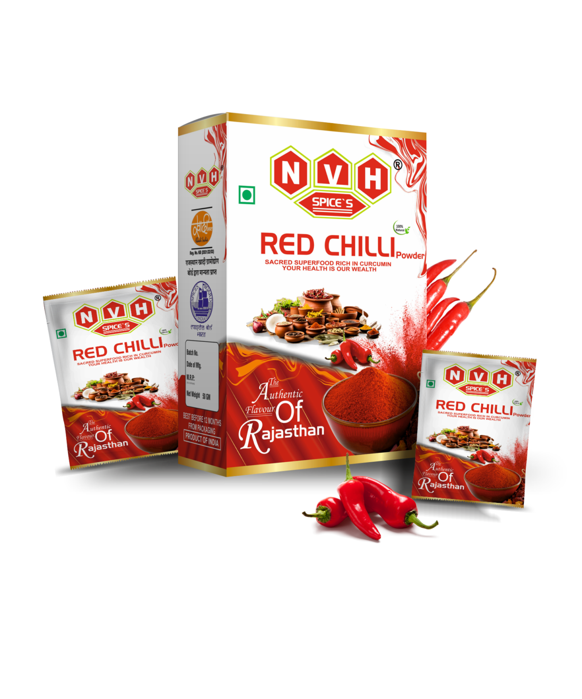 "NVH Spices Red Chili Powder - Ignite your taste buds with this bold and fiery spice."