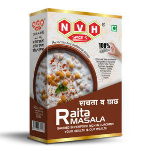 "NVH Spices Raita or Chaach Masala - A flavorful blend to enhance your yogurt-based dishes."