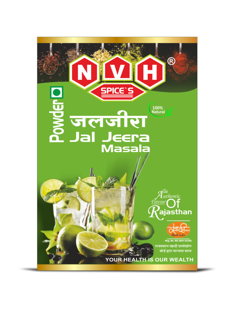 "NVH Spices Jaljeera Masala Powder - A refreshing and flavorful spice blend for your cooling drinks."