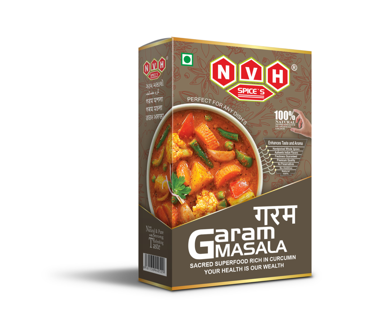 "NVH Spices Garam Masala Powder - A fragrant and robust spice blend for rich and flavorful dishes."