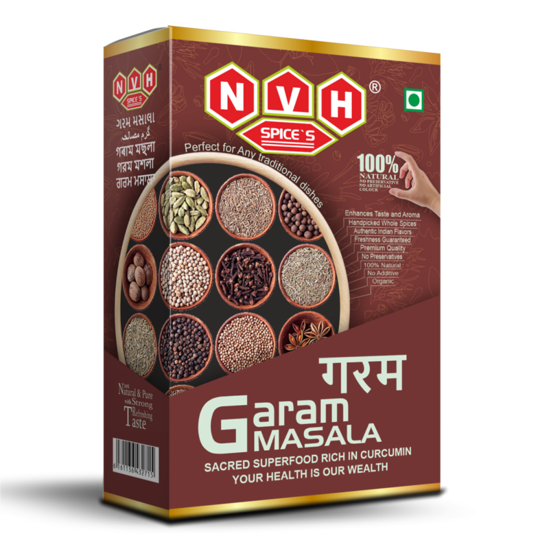 "NVH Spices Garam Masala Powder - A fragrant and robust spice blend for rich and flavorful dishes."