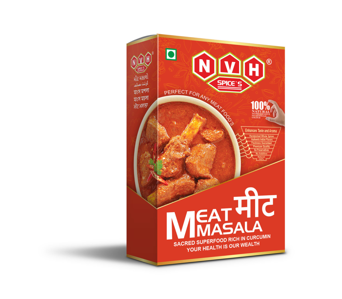 "NVH Spices Meat Masala - A robust and aromatic blend to enhance the flavors of your meat dishes."