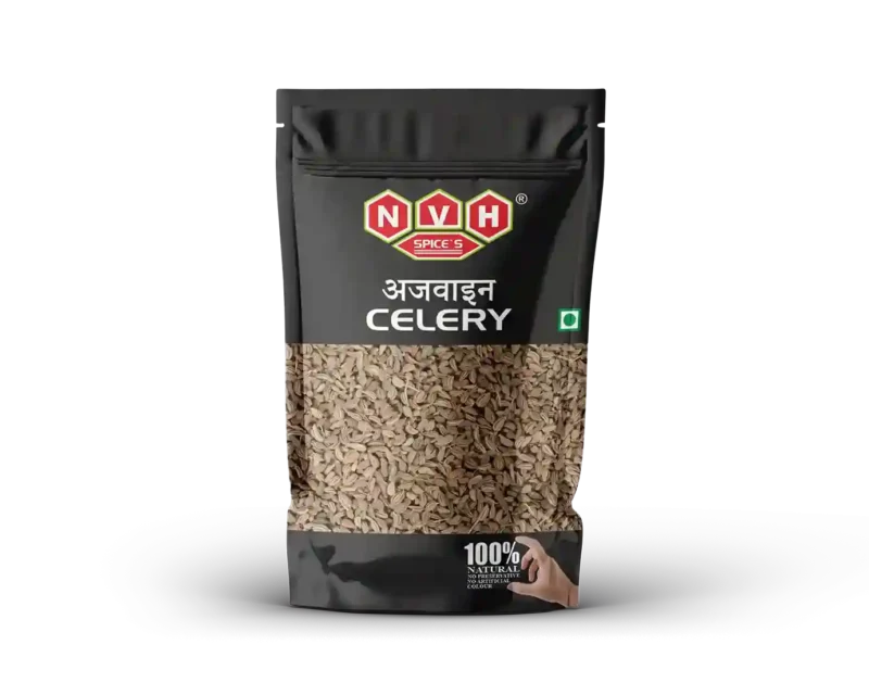 "NvH Whole Celery (Ajwain) seeds packed fresh, offering bold flavor and digestive benefits for various dishes."