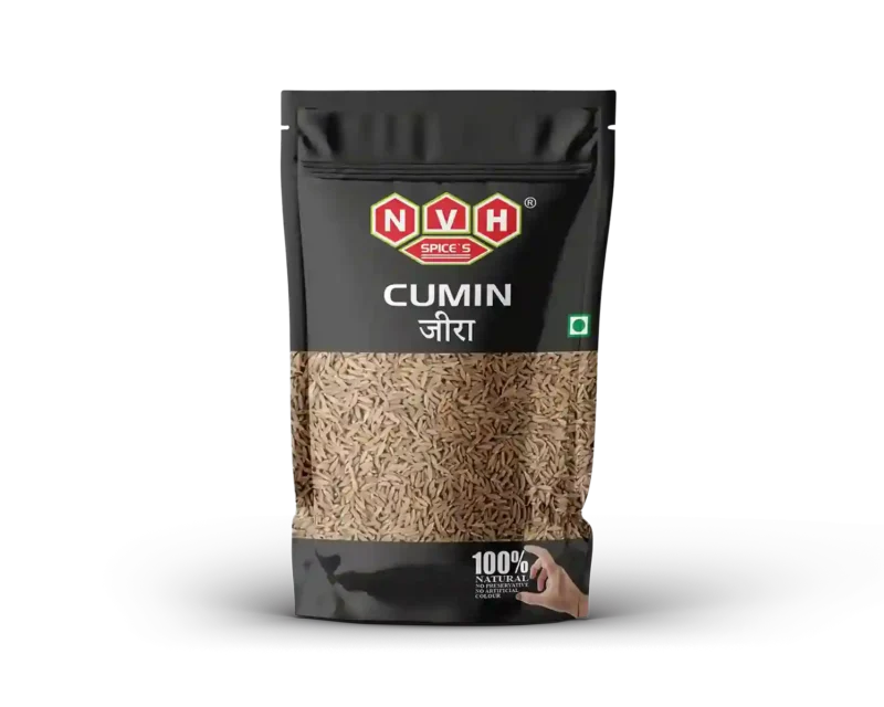 "NvH Whole Cumin Seeds (Jeera) packed fresh, delivering rich aroma and earthy flavor for culinary and medicinal use."