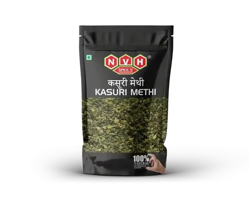 "NvH Kasuri Methi packed with natural freshness, offering dried fenugreek leaves for rich flavor and aroma in dishes